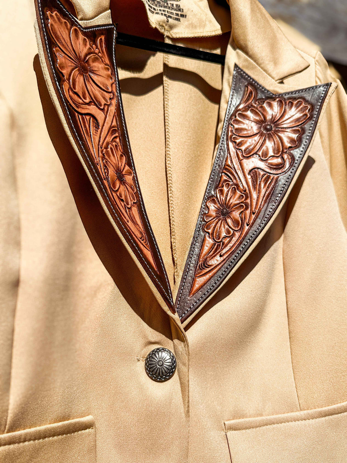 Tan Hand Tooled Lapel Blazer