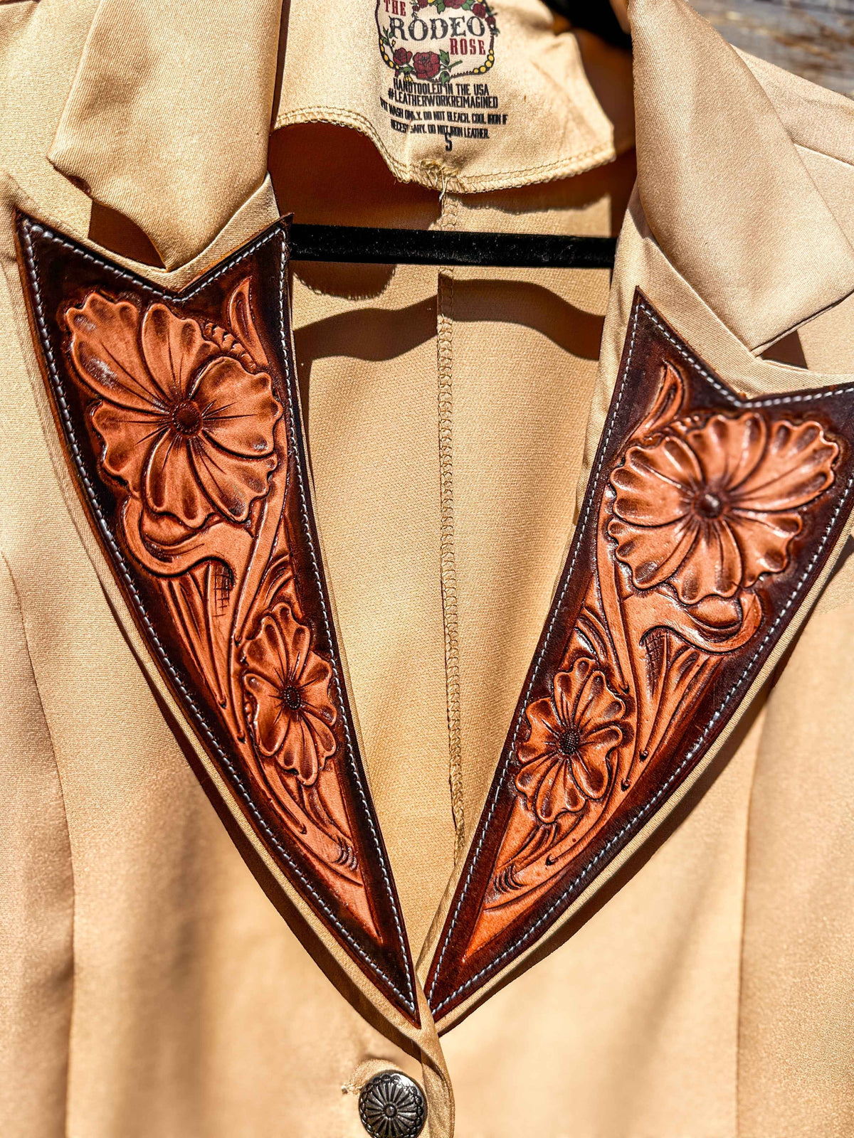 Tan Hand Tooled Lapel Blazer