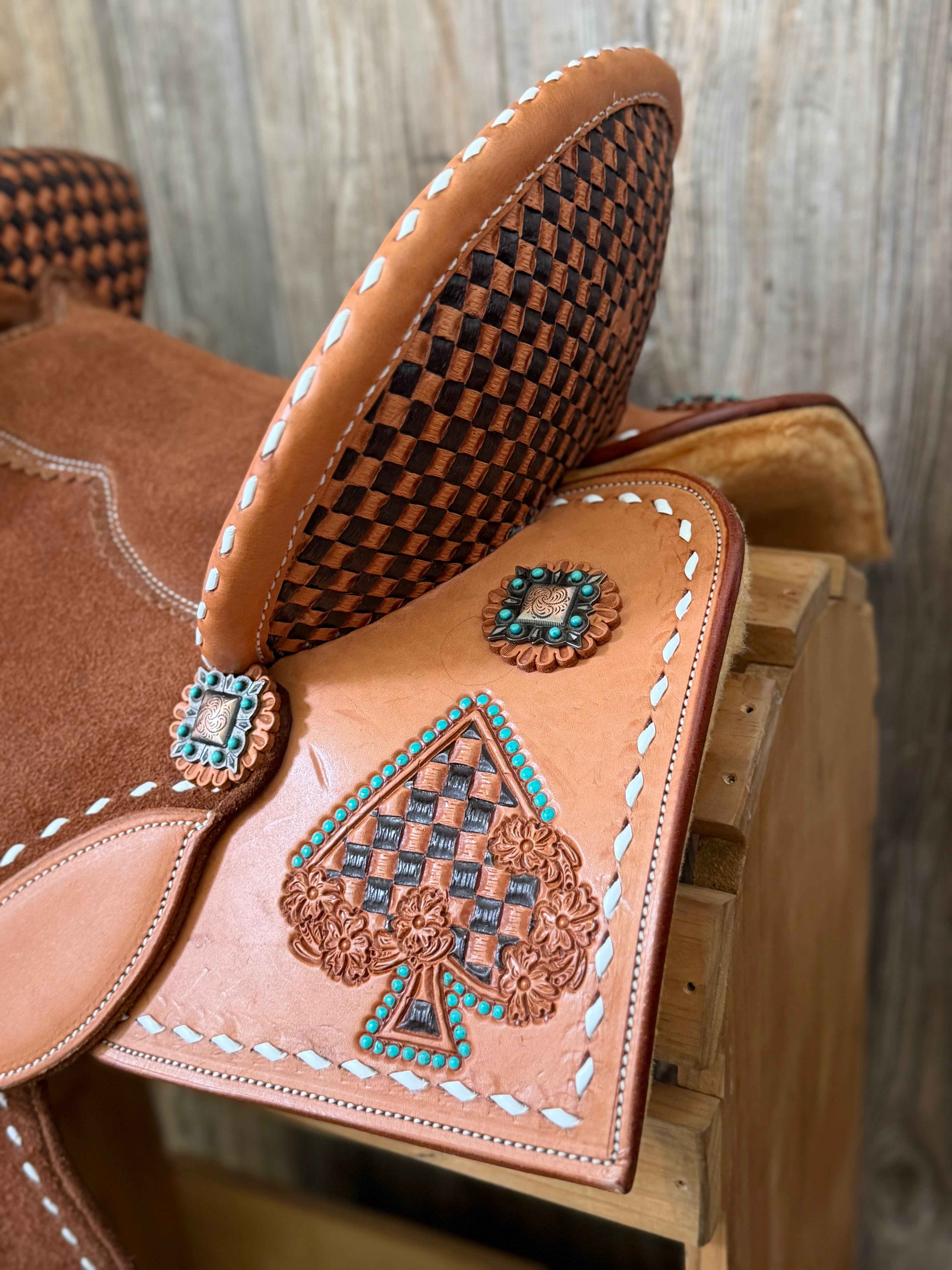 *Custom Checkered Tooled Barrel Saddle - Upgrades Half Off*