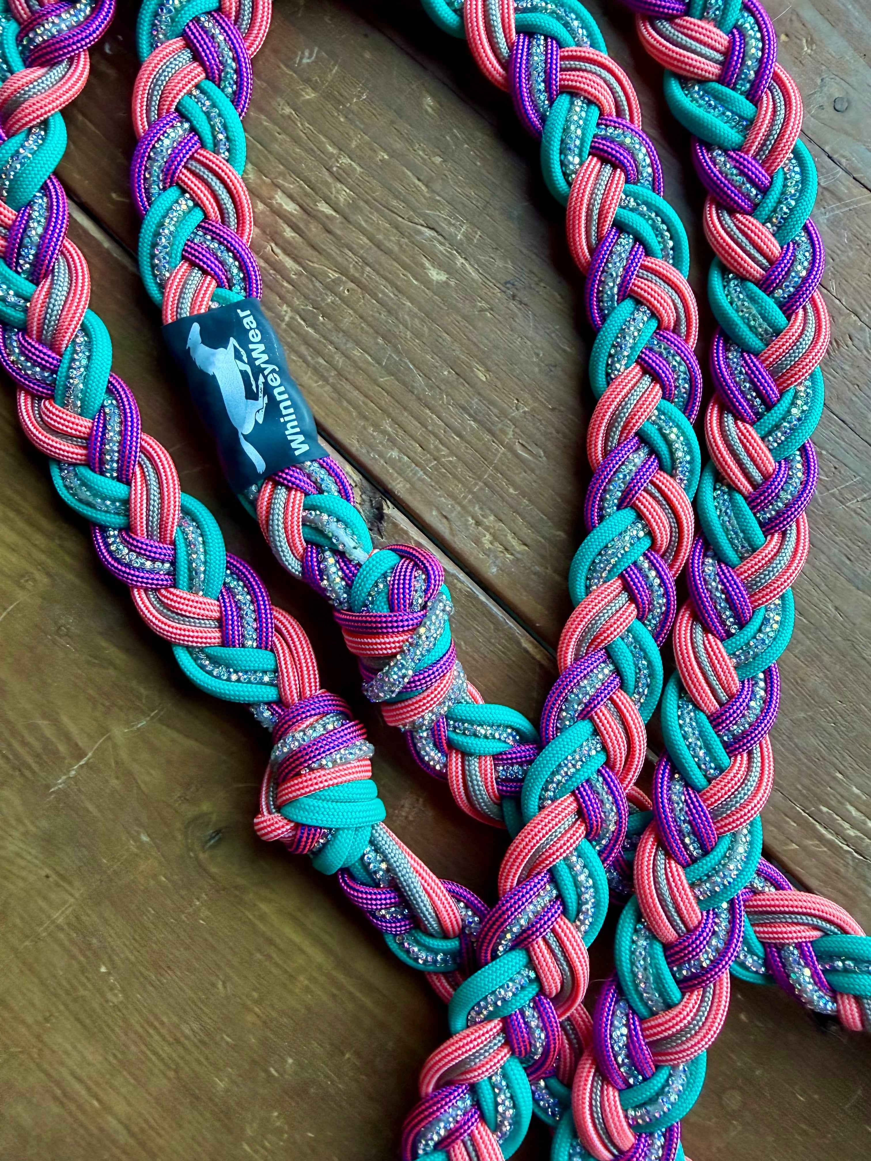 7ft Beach Please Rhinestone Braided Reins