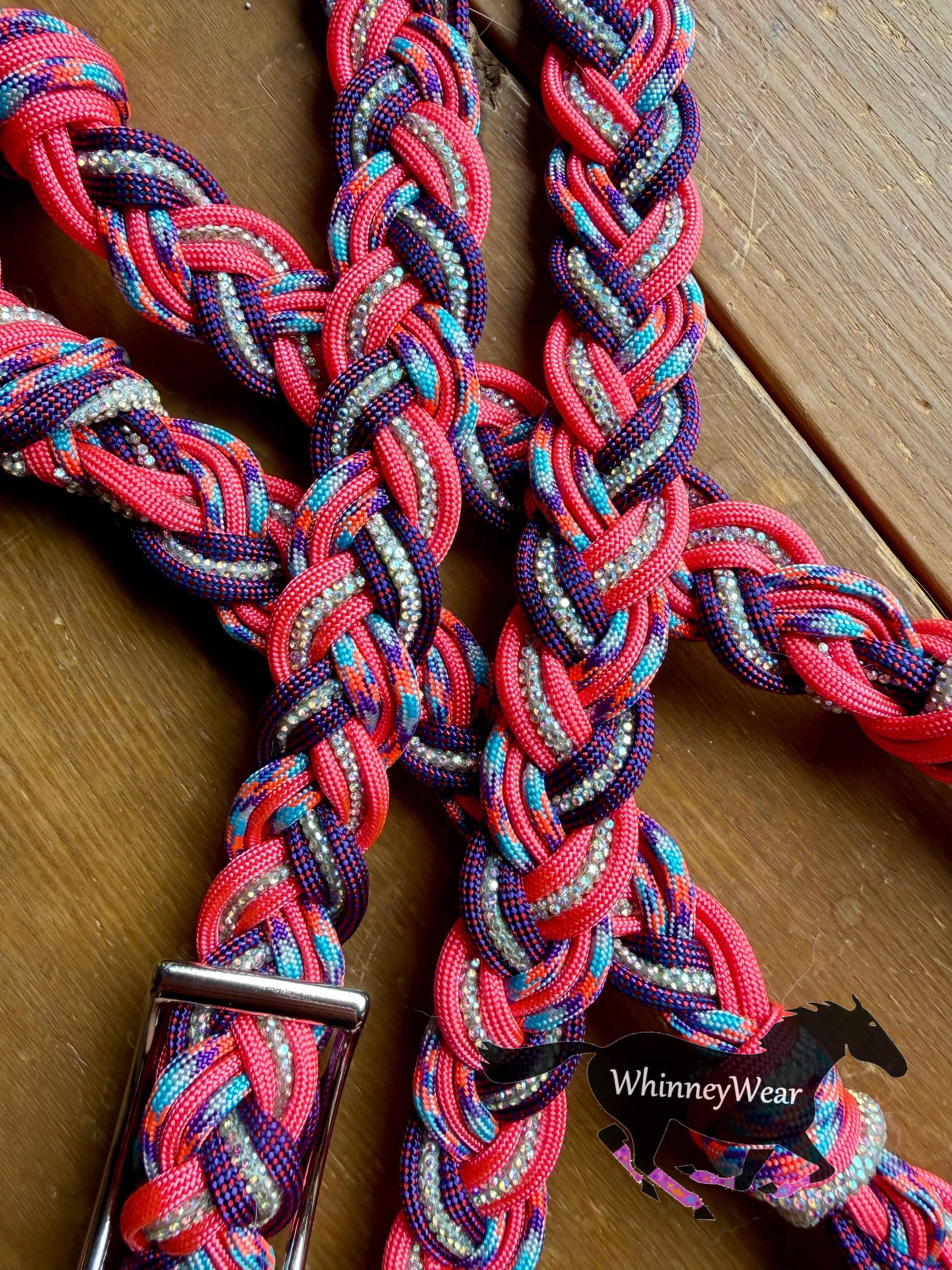 7ft Punchy Rhinestone Braided Reins