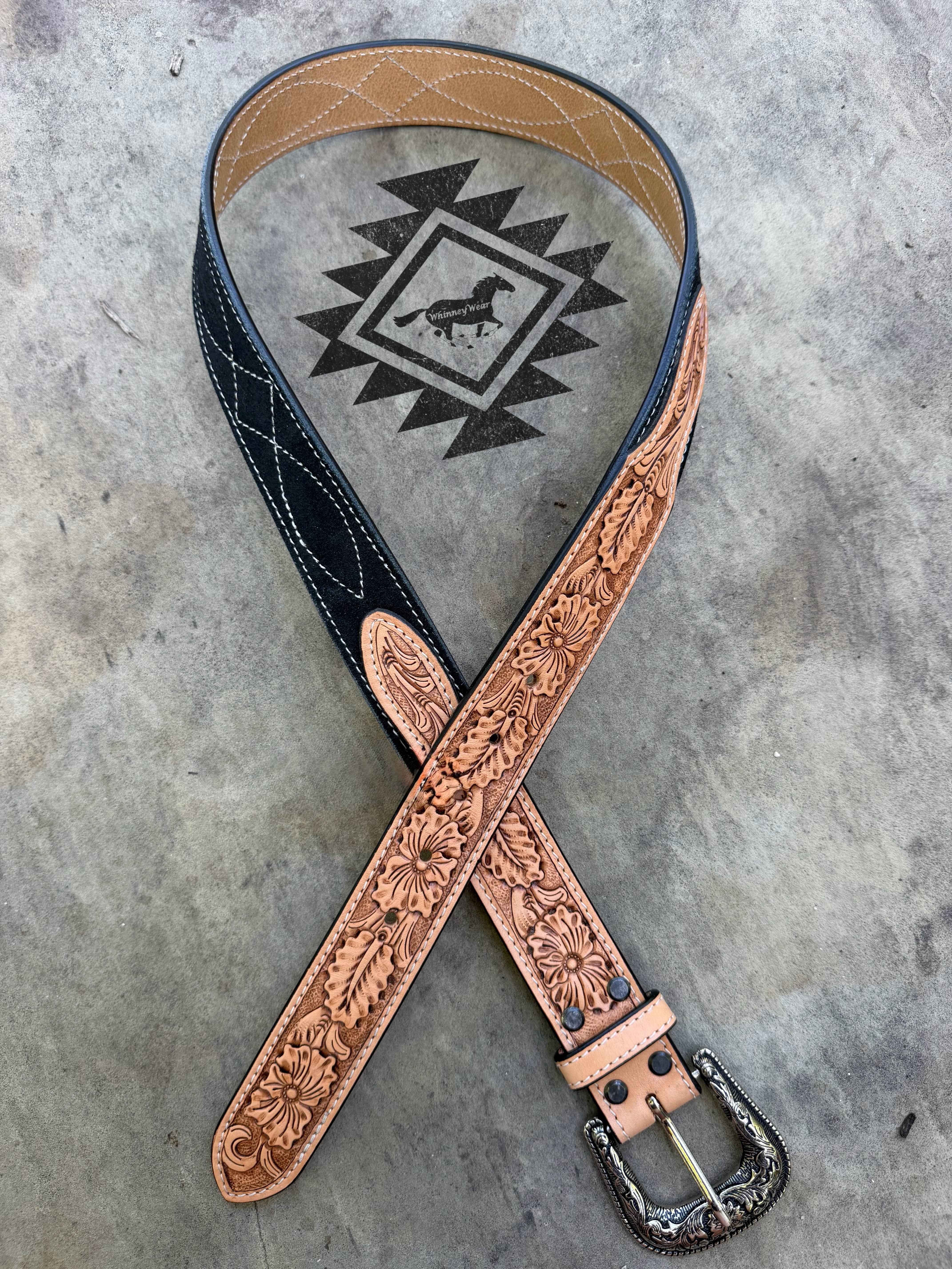 Black Suede & Tooled Belt