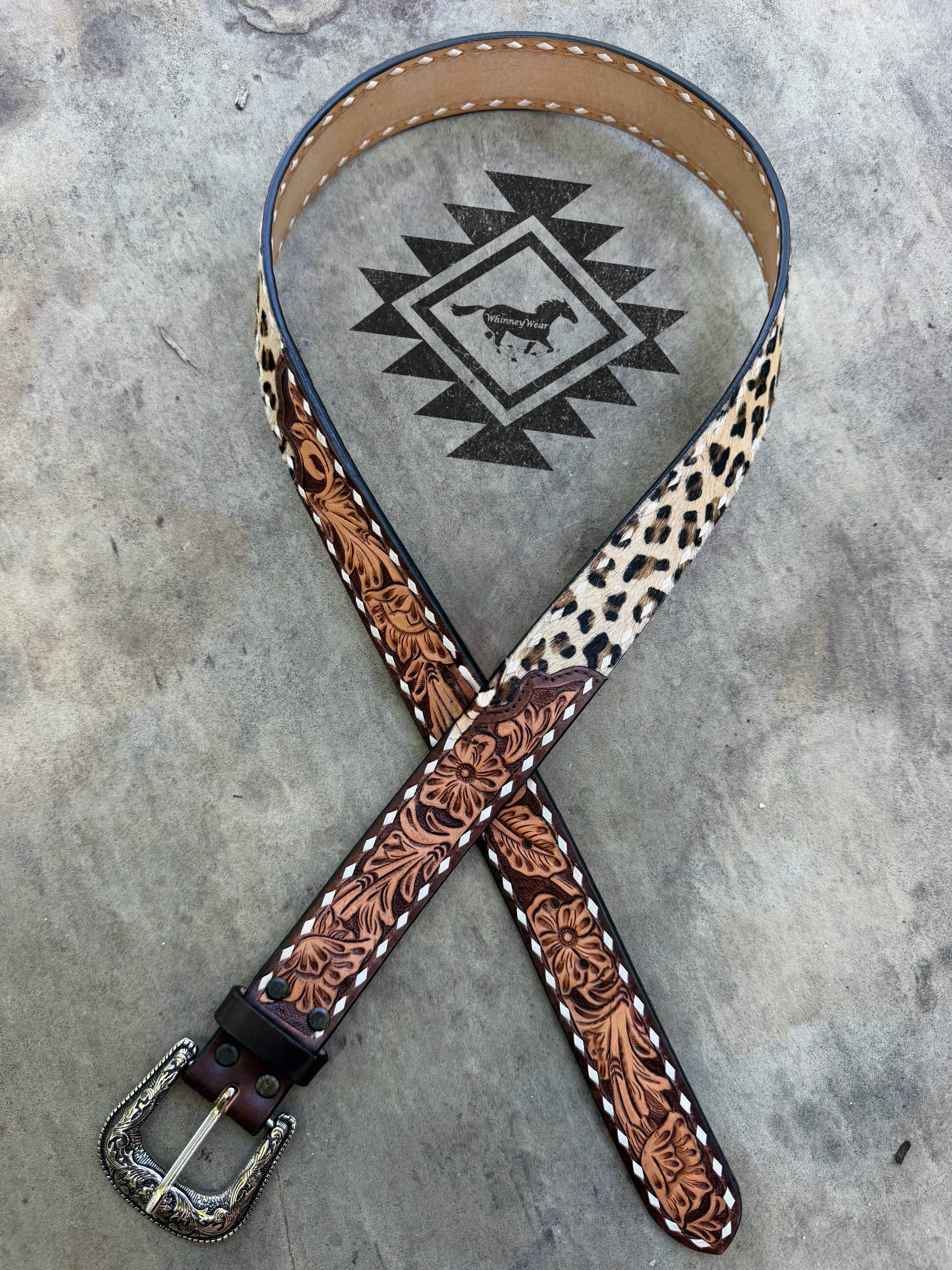 Cheetah Hair on Hide & Tooled Belt