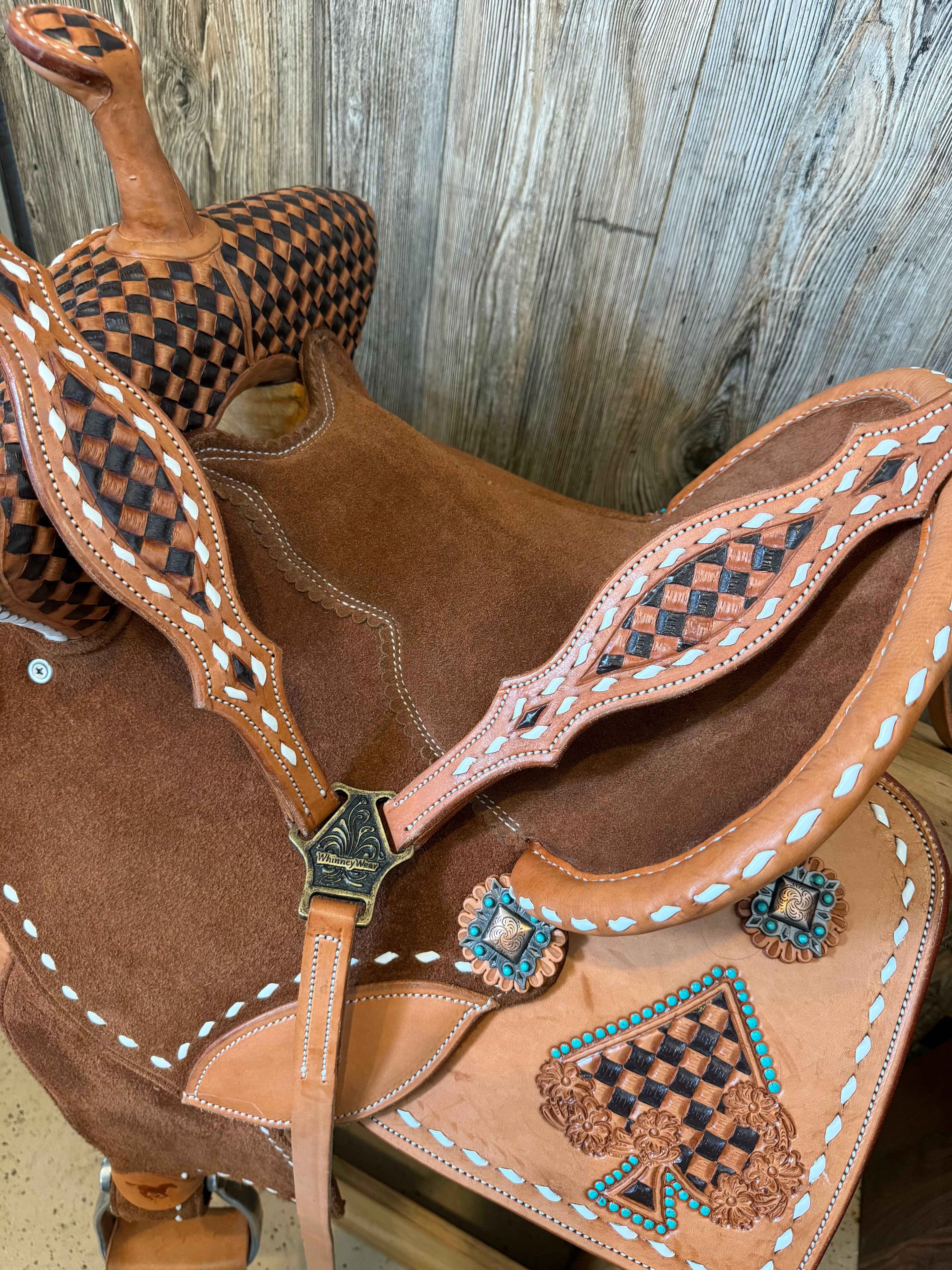 *Custom Checkered Tooled Barrel Saddle - Upgrades Half Off*