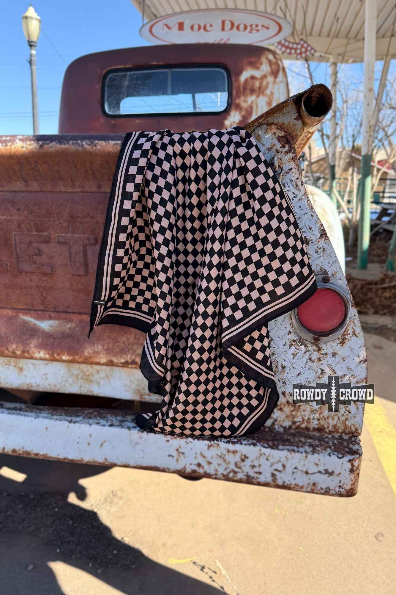 DS SMALL Tan Checkered Out Wild Rag/ Scarf
