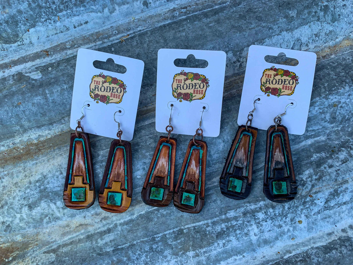 The Southwest Handtooled Leather Earring
