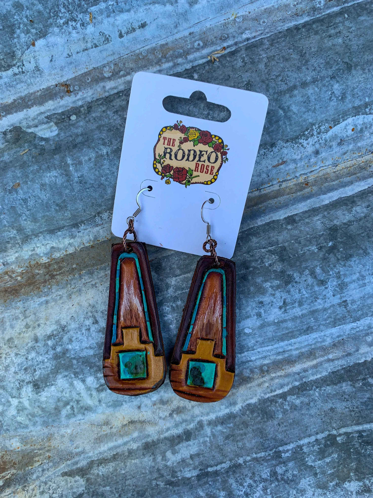 The Southwest Handtooled Leather Earring