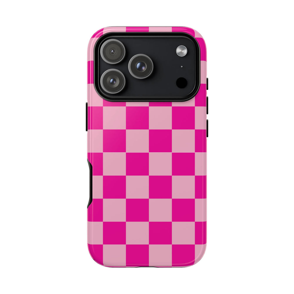 Pink Checkered Cell Phone Case - Various Sizes/Styles