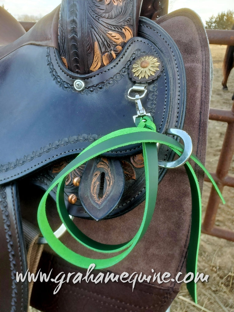 Green Latigo Saddle Strings (Pair)