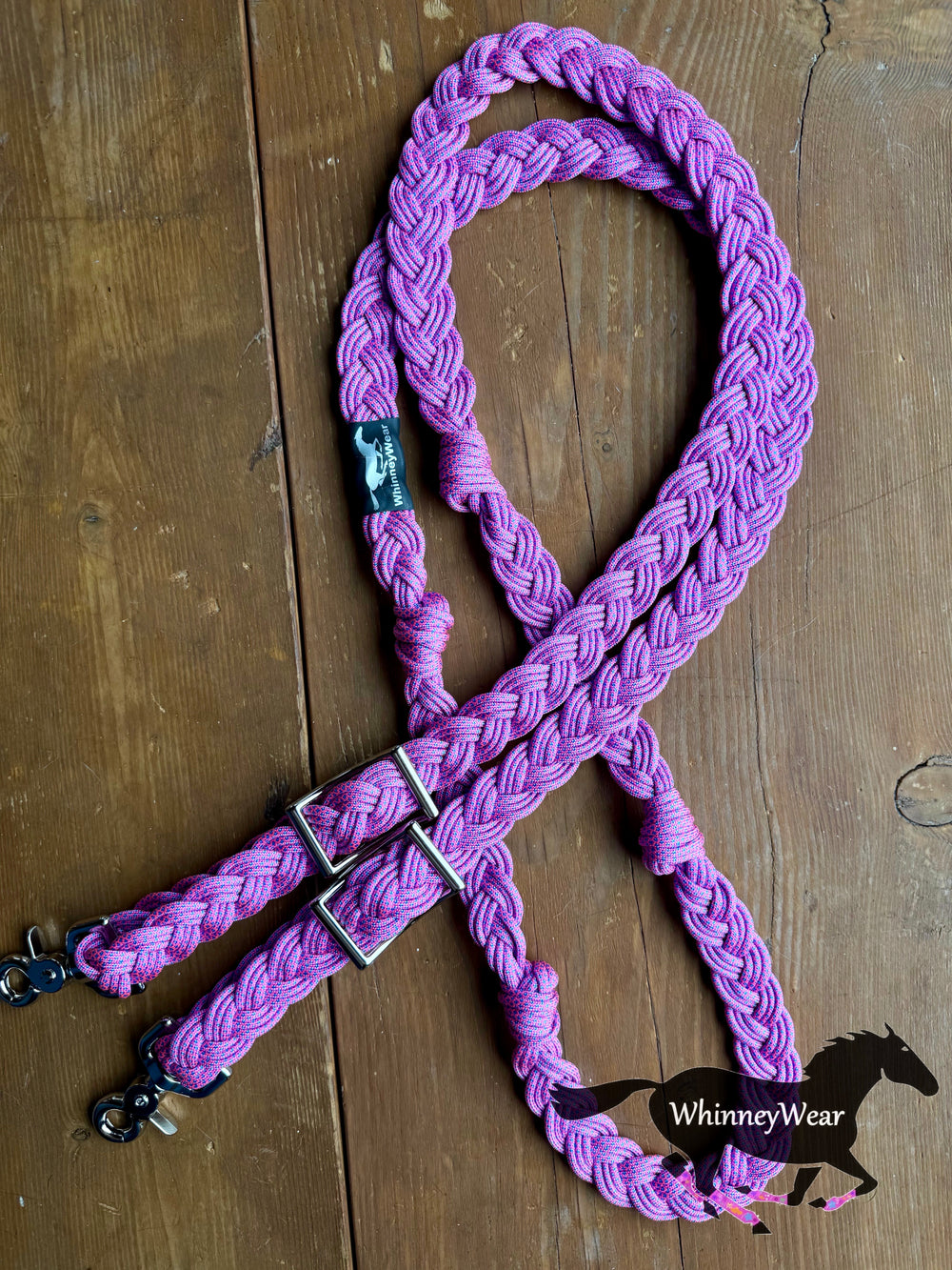 8ft Baby Pink & Blue Specs Braided Reins