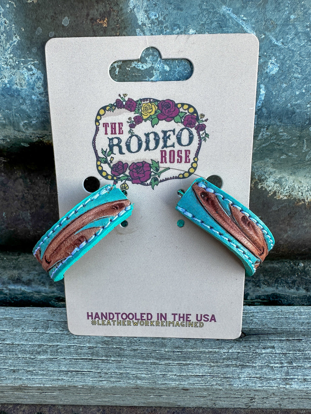 Tooled Leather Vera Hoop Earrings Small