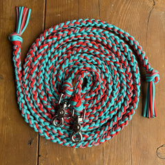Red & Turquoise Split Reins
