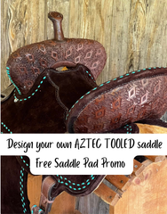 Custom Aztec Tooled Barrel Saddle - Free Saddle Pad