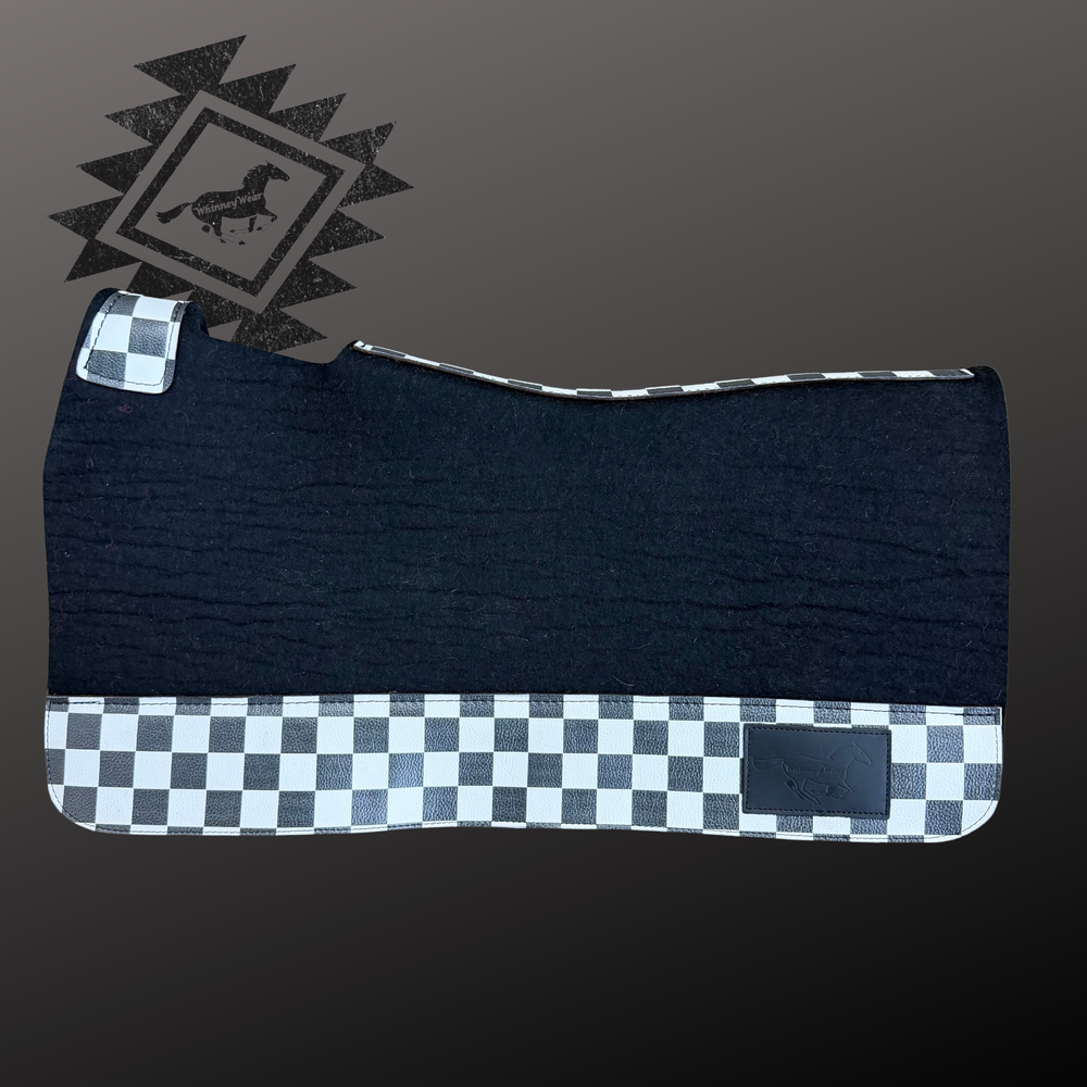 Black & Checkered Wool Saddle Pad - 28"x30"