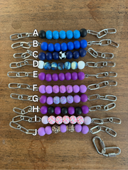 Blue/Purple Colored Silicone Beaded Curb Chain