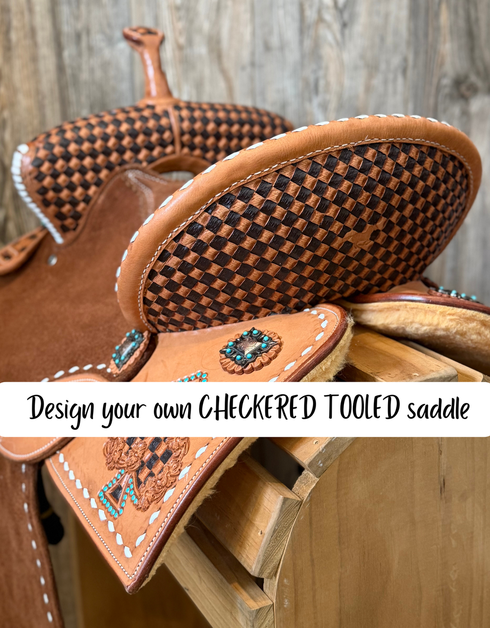 Custom Checkered Tooled Barrel Saddle