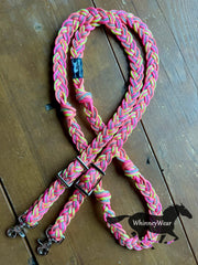 8ft Pink Lemonade Rhinestone Braided Reins