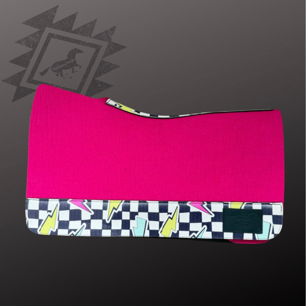 Pink & Finish Line Wool Saddle Pad - 28"x30"