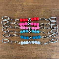 Checkered Themed Silicone Beaded Curb Straps