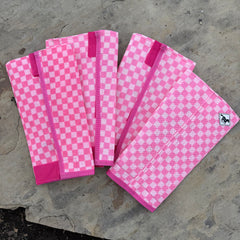 Buzz Off Fly Boots: Pink Checkered