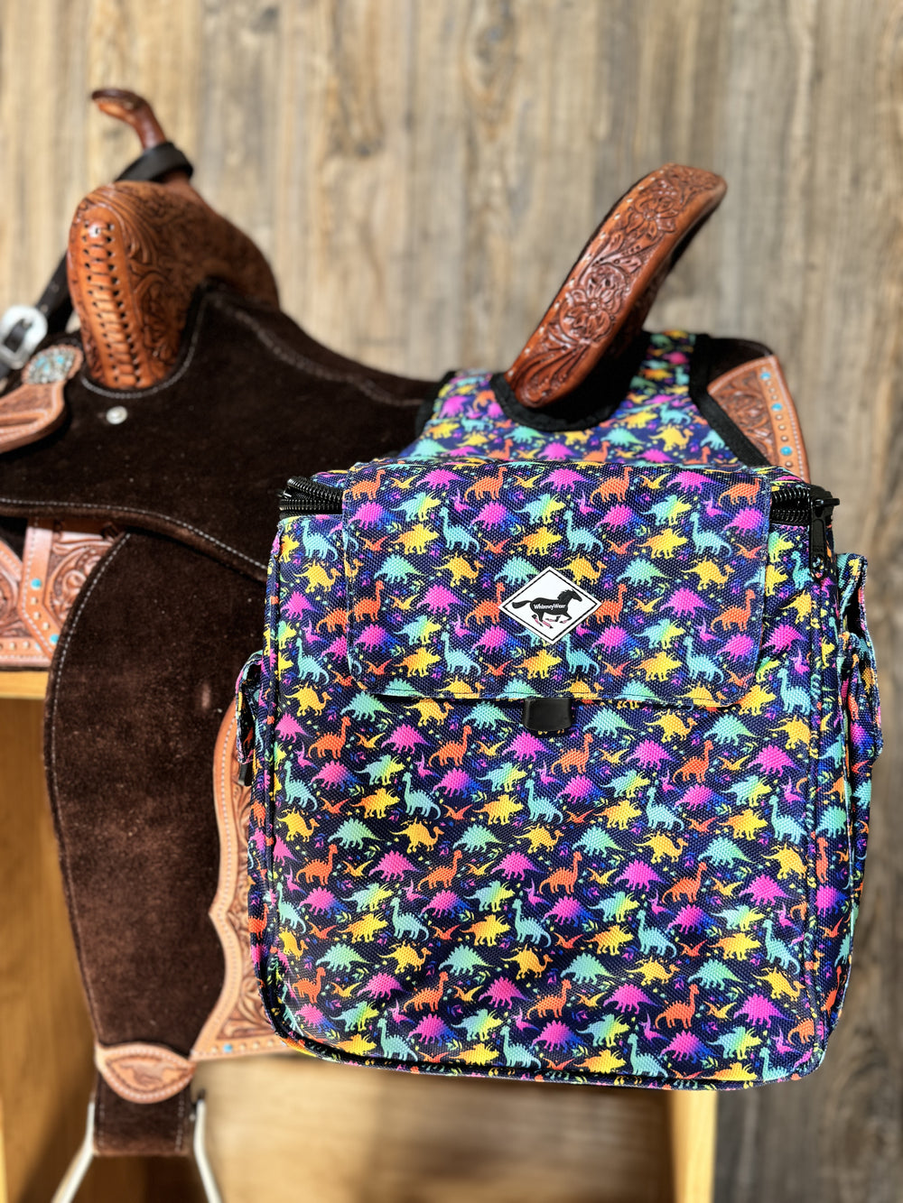WhinneyCooler Saddlebag: Neon Dinos Print