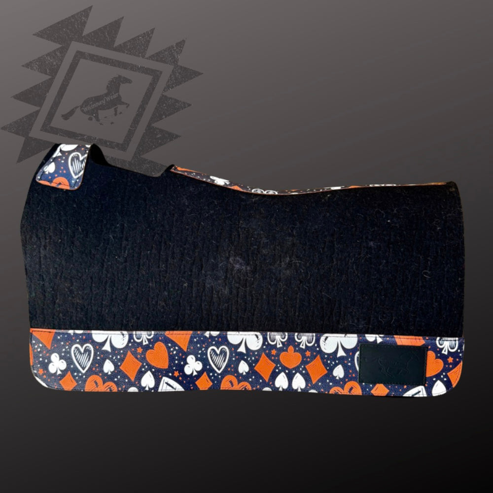 Black & Poker Print Wool Saddle Pad - 28"x30"