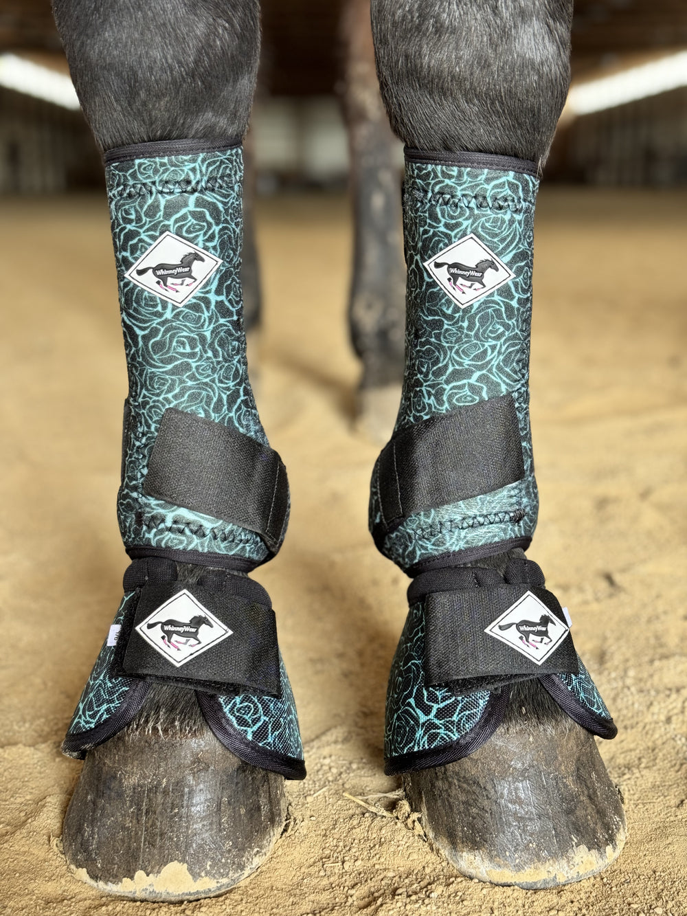 Made to Order Turquoise Roses Horse Sport Boots | WhinneyWear