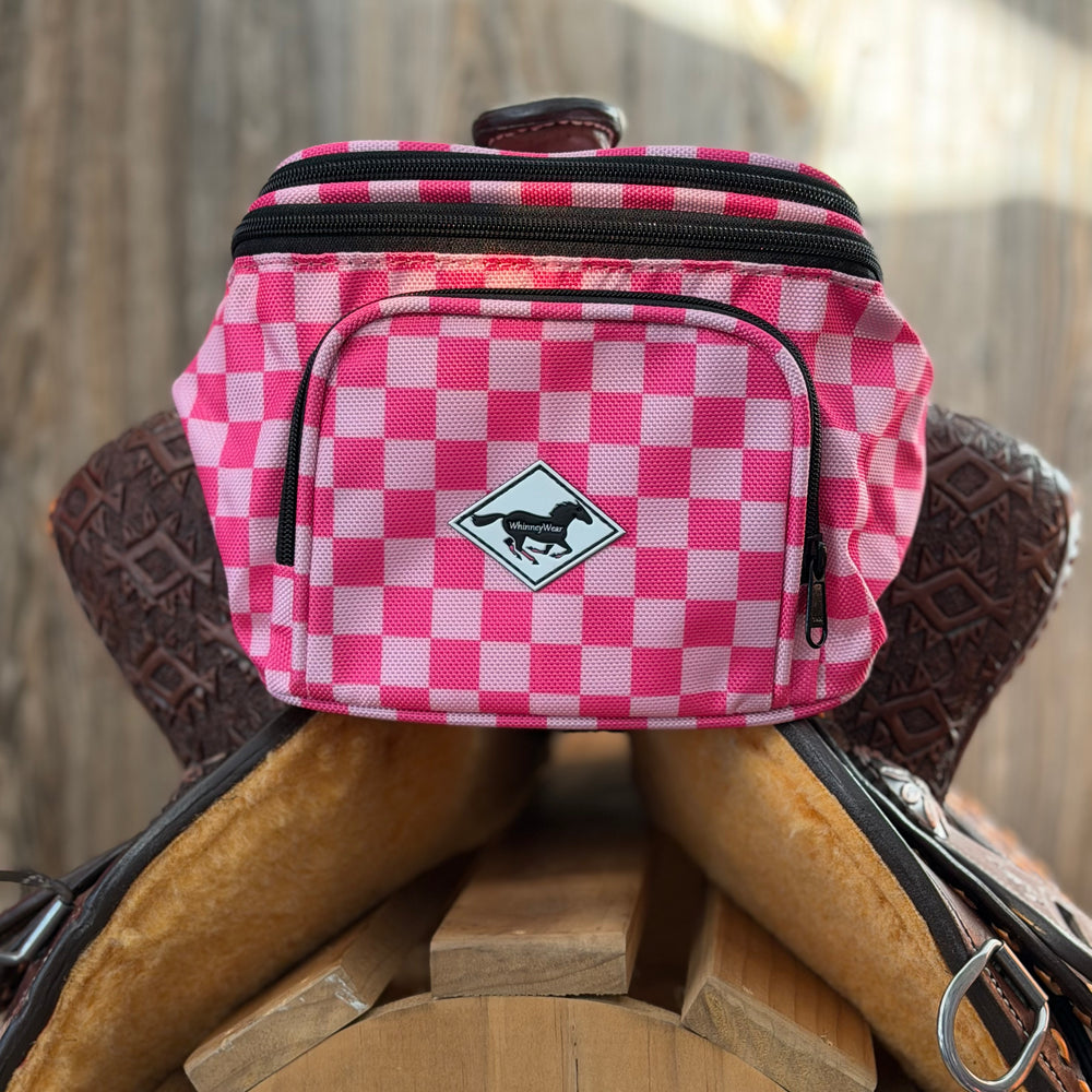 Pink Checkered Pommel Pack – Saddle Pommel Bag | WhinneyWear