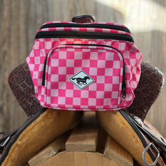Pink Checkered Pommel Pack – Saddle Pommel Bag | WhinneyWear