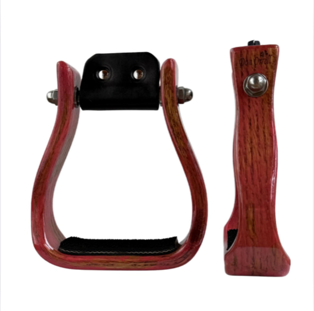 Don Orell Wooden Stirrups - 2" & 3" Barrel Racer - Pink