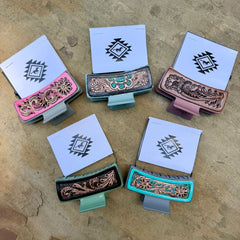 Tooled Leather Hairclip
