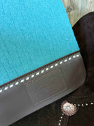 30x28” Western Wool Saddle Pad - Turquoise with White Buckstitch