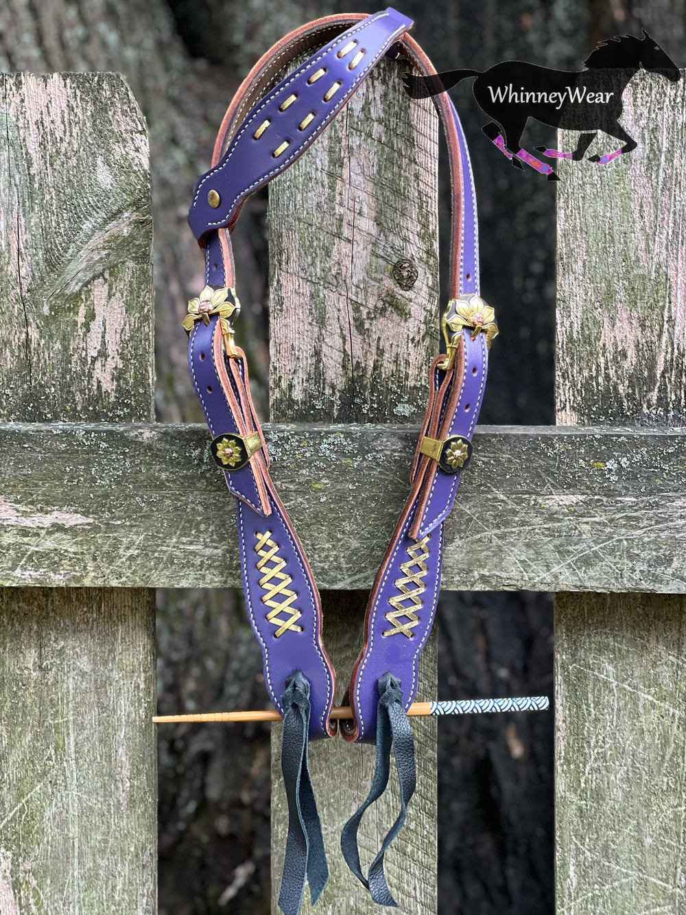 Purple Leather One Ear Headstall