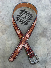 Feather & Swirls Tooled Belt