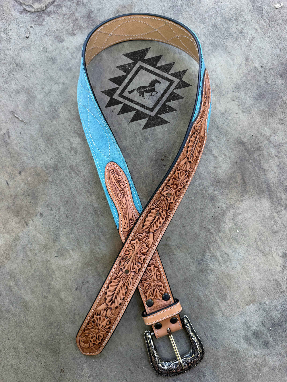 Turquoise Suede & Tooled Belt