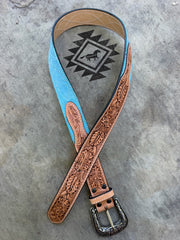 Turquoise Suede & Tooled Belt