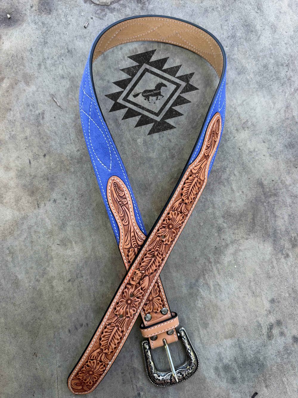 Royal Blue Suede & Tooled Belt