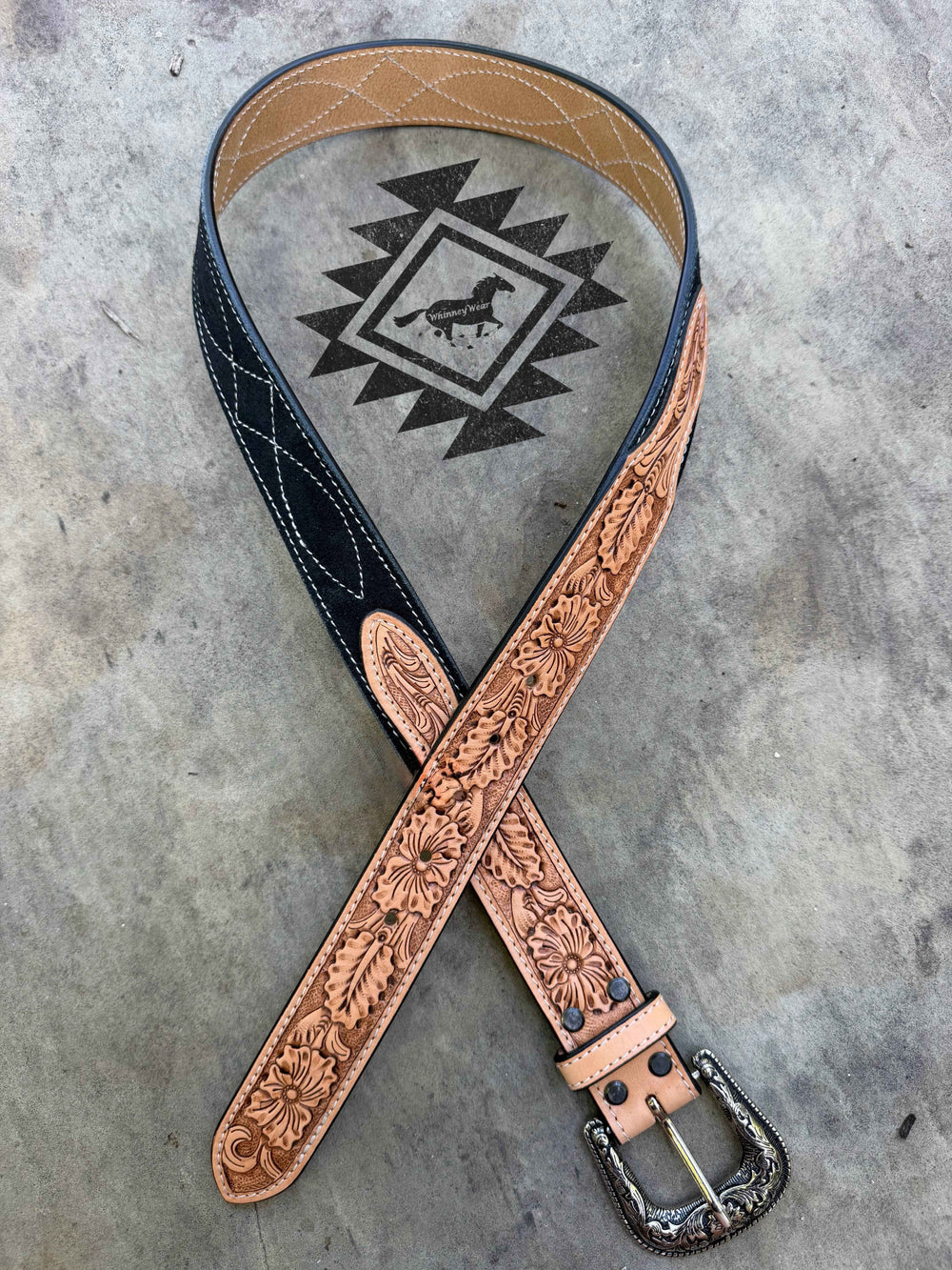 Black Suede & Tooled Belt