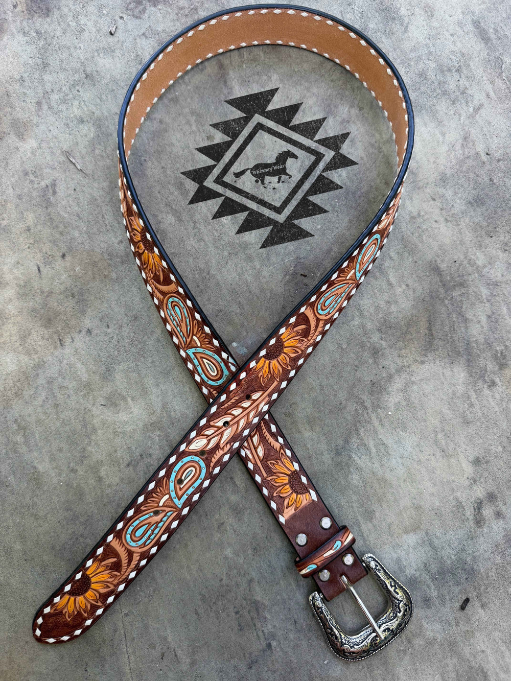 Sunflower & Paisley Tooled Belt