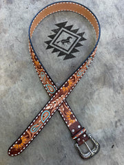 Sunflower & Paisley Tooled Belt