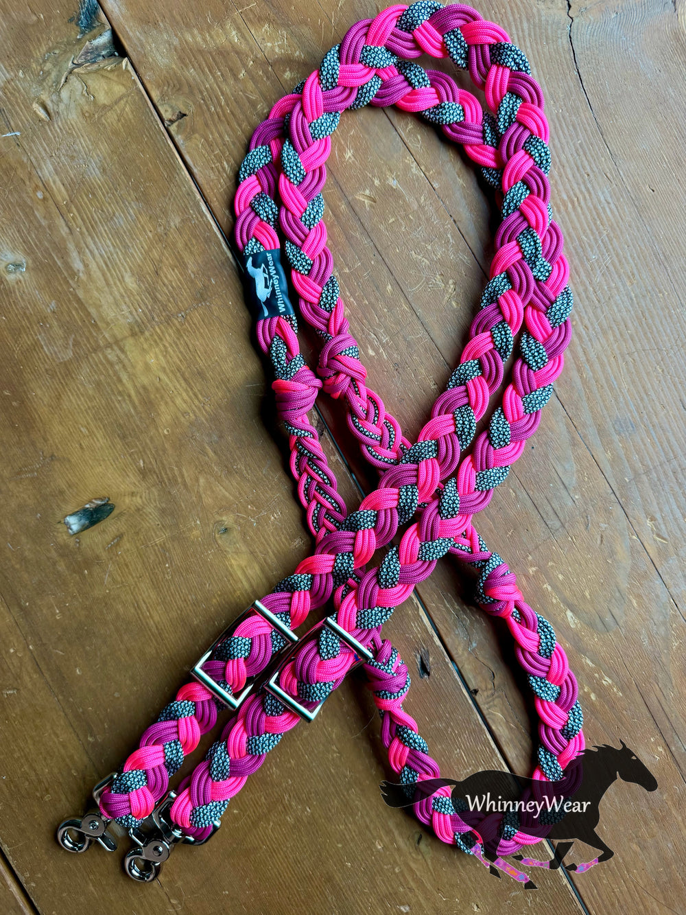 8ft Pink Diamonds Braided Reins