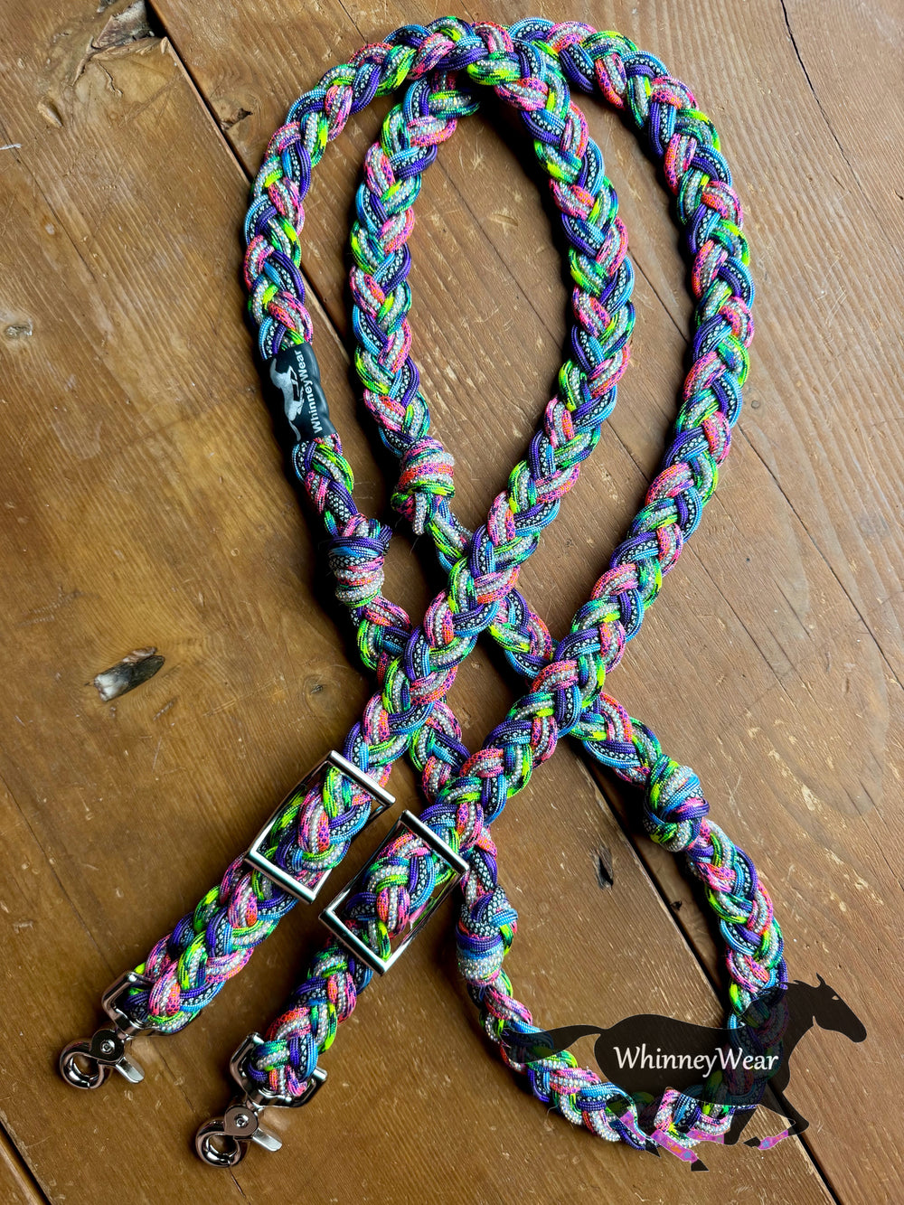 8ft Rainbow Rhinestone Braided Reins