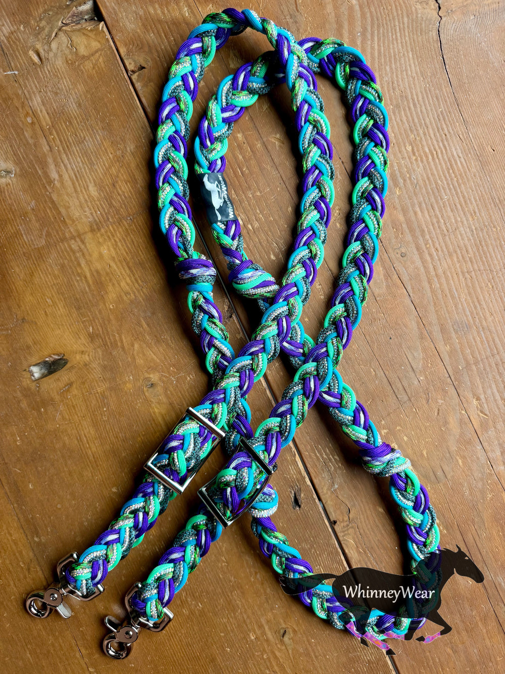 8ft Peacock Rhinestone Braided Reins