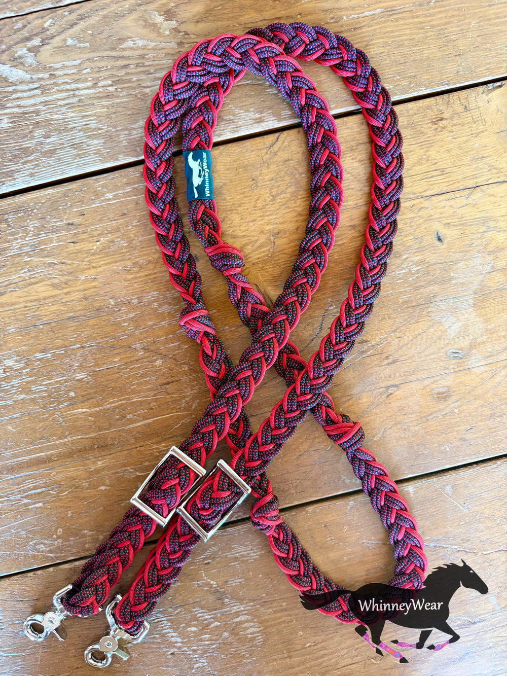 8ft Red & Black Braided Reins
