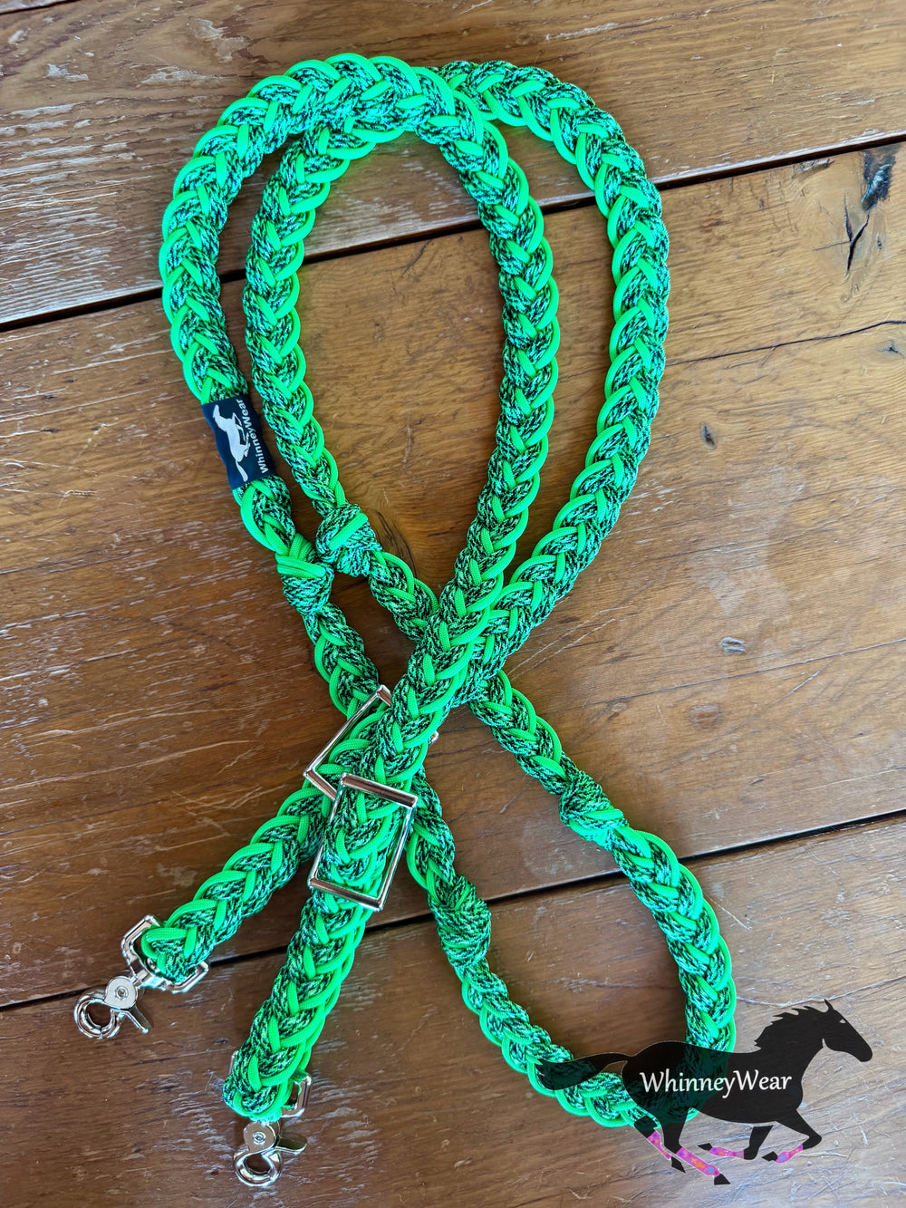8ft Lime Green & Black Braided Reins