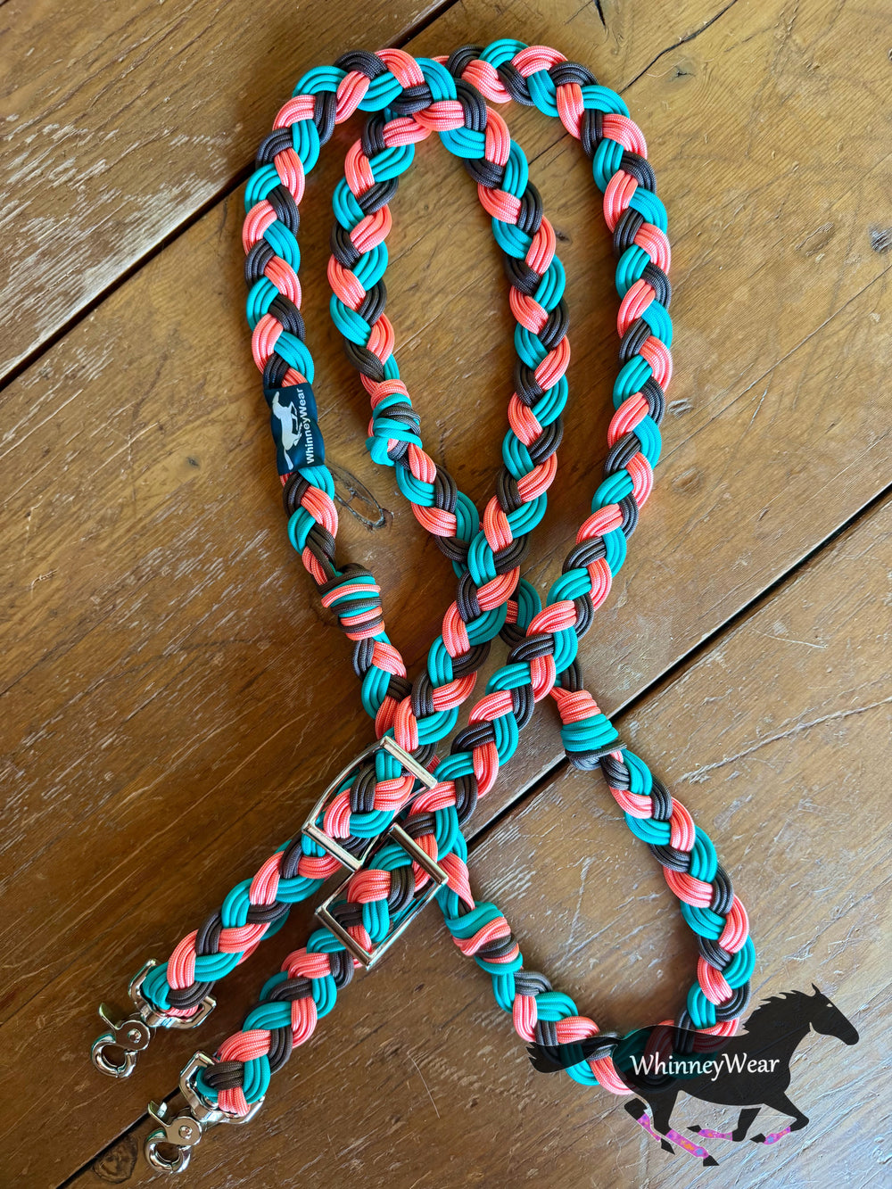 8ft Coral & Aqua Braided Reins