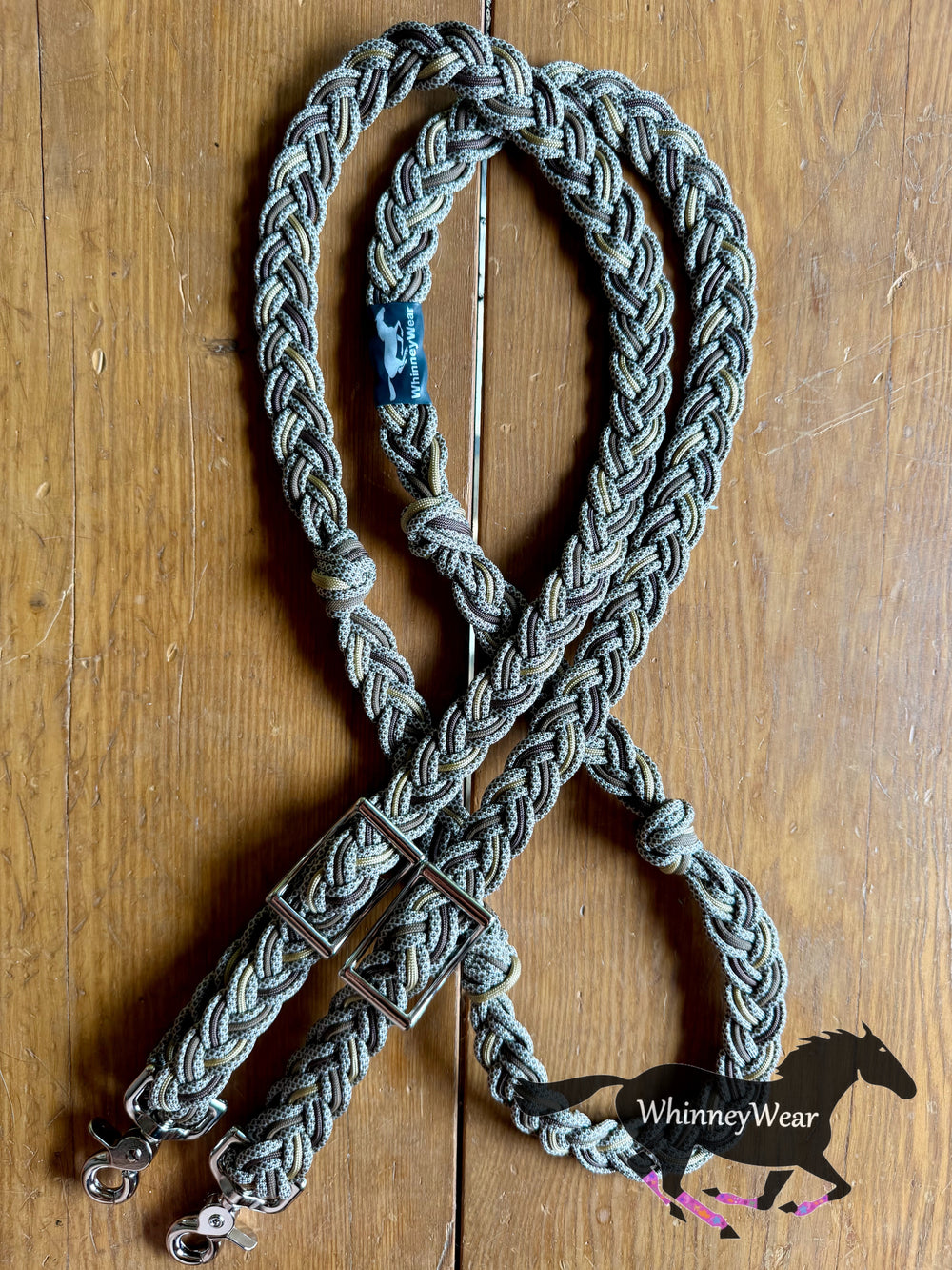8ft Brown Diamonds Braided Reins