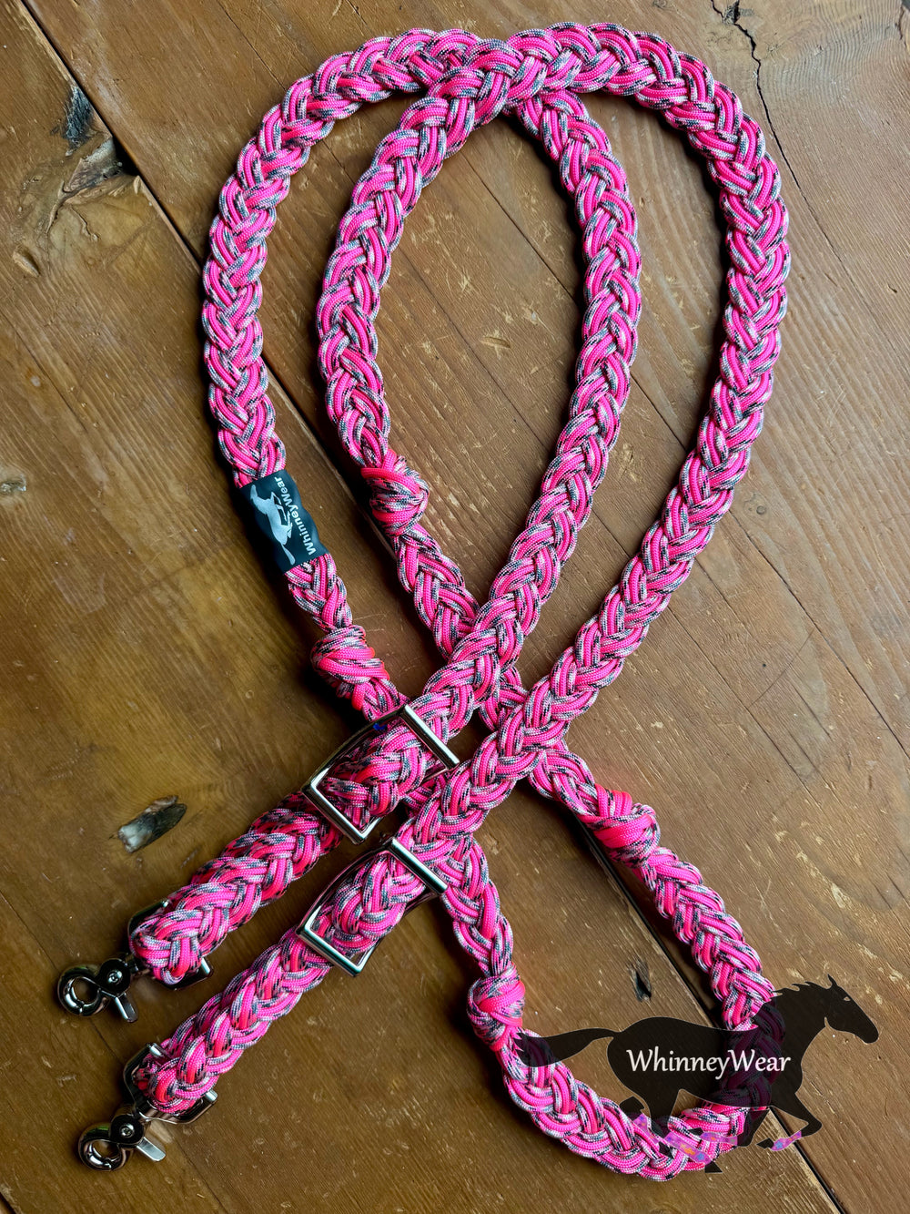 8ft Pink Camouflage Braided Reins