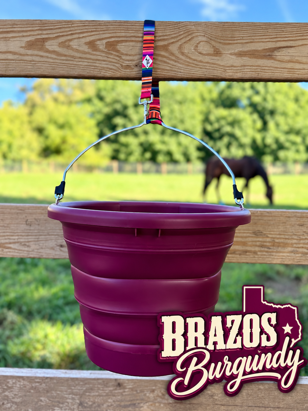 BOSS™ Collapsible Horse Bucket - Brazos Burgundy