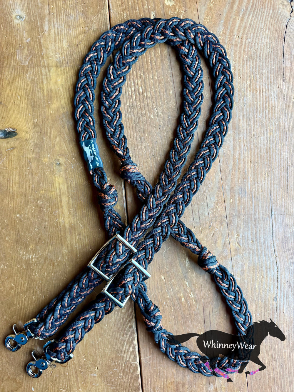 8ft Black & Cheetah Braided Reins